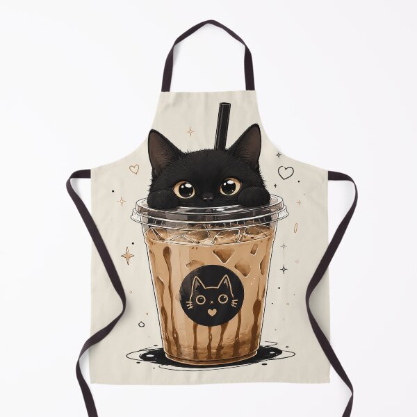 Item preview, Black Cat Bubble Tea – Cute Kawaii Aesthetic Cat in Iced Coffee Cup designed and sold by GrabaHuk.
