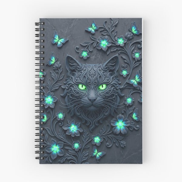 Item preview, Mystical Cat with Glowing Eyes and Butterflies designed and sold by AnnArtshock.