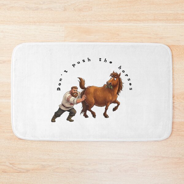 Item preview, Don't Push The Horses Funny Ukrainian Idiom Cartoon designed and sold by GrabaHuk.