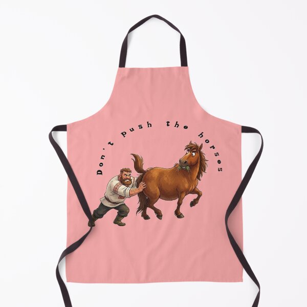 Item preview, Don't Push The Horses Funny Ukrainian Idiom Cartoon designed and sold by GrabaHuk.