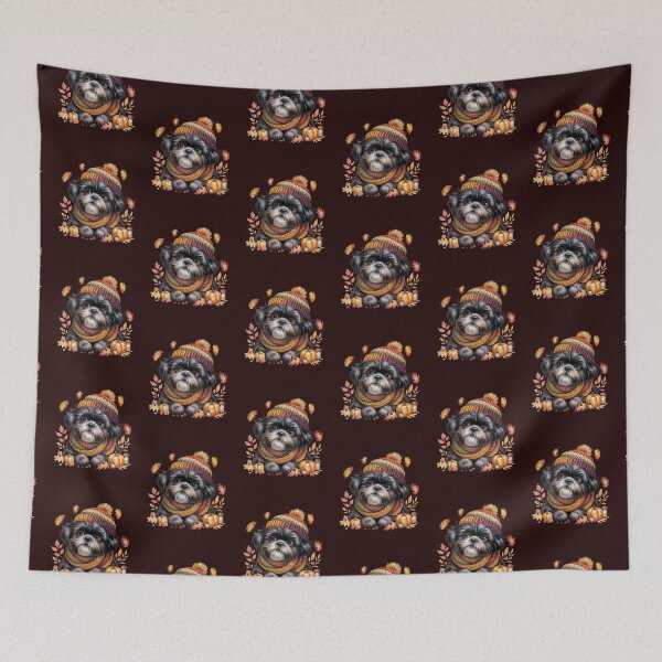 Item preview, Cute Autumn Shih Tzu Dog with Pumpkins and Leaves for Fall designed and sold by tamdevo1.