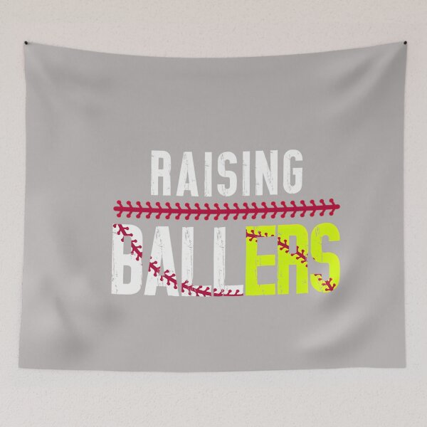 Item preview, Raising Ballers Retro Funny Baseball Softball Mom Dad Kids Pullover Hoodie designed and sold by GreggRoss.
