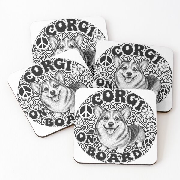 Item preview, "Corgi on board" sticker, hippie, peace designed and sold by barbastyle.