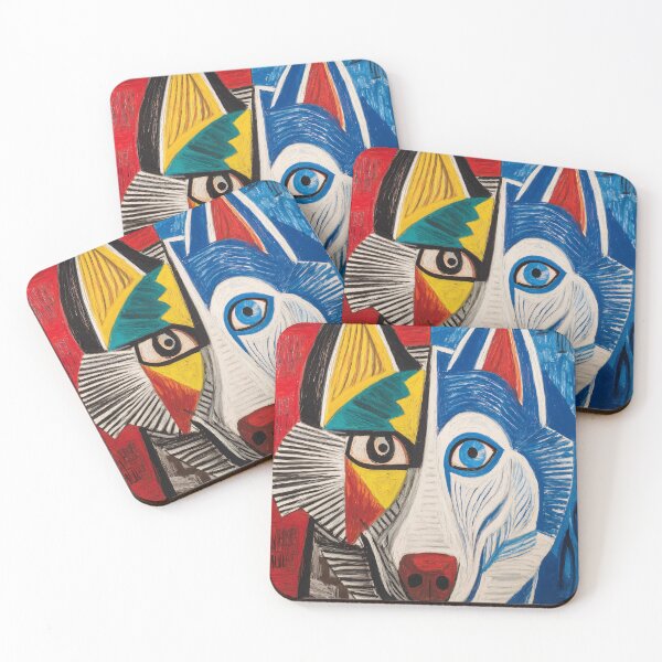 Item preview, Colorful Abstract Husky Portrait designed and sold by lautir.