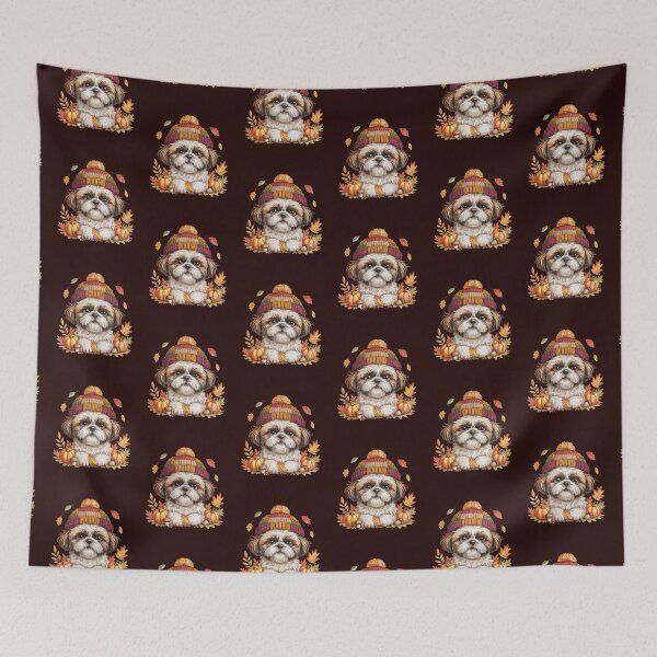 Item preview, Cute Autumn Season Shih Tzu Dog with Pumpkins and Leaves for Fall designed and sold by tamdevo1.