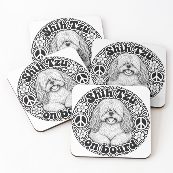 Item preview, "Shih Tzu on board" sticker, hippie, peace designed and sold by barbastyle.