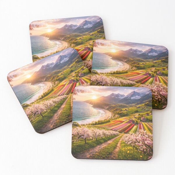 Item preview, Exotic Coastal Landscape – Colorful Flower Fields Nature Wall Art designed and sold by Yomere.