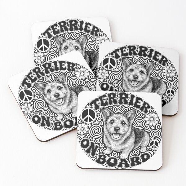 Item preview, "Terrier on board" sticker, hippie, peace designed and sold by barbastyle.