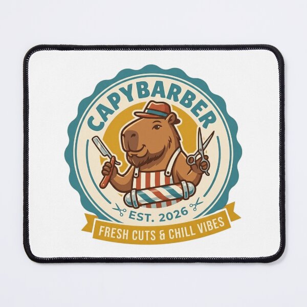 Item preview, CapyBarber Fresh Cuts Chill Vibes Funny Capybara Logo designed and sold by octozap.