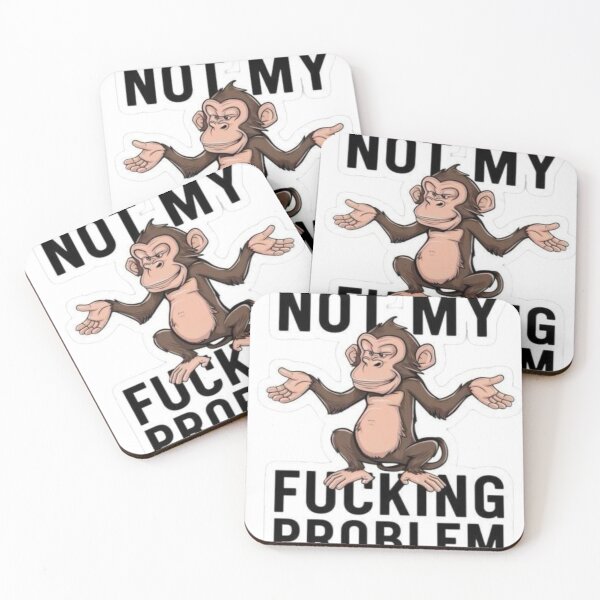 Item preview, Shrugging Monkey Sarcastic Funny Emoji T-Shirt, Cute Dismissive Ape Design ! Not My Fucking Problem Monkey Stickers designed and sold by Ulikedigital14.