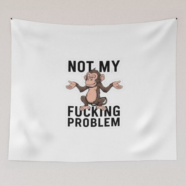 Item preview, Shrugging Monkey Sarcastic Funny Emoji T-Shirt, Cute Dismissive Ape Design ! Not My Fucking Problem Monkey Stickers designed and sold by Ulikedigital14.