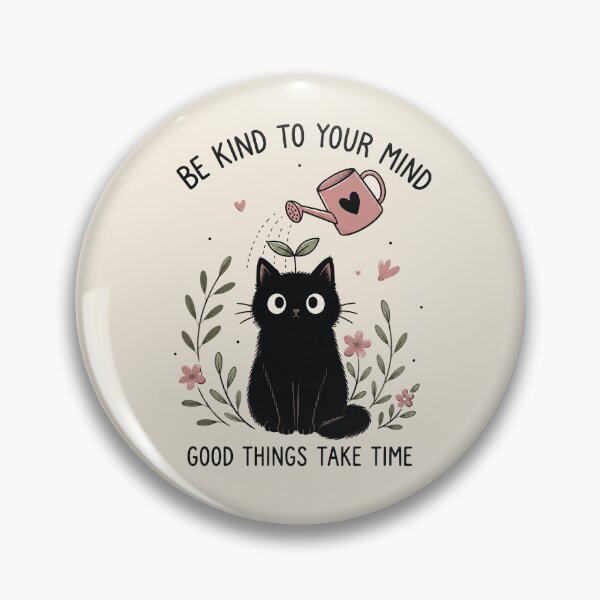 Item preview, Be Kind to Your Mind – Cute Black Cat Plant Growth Motivation Aesthetic designed and sold by GrabaHuk.