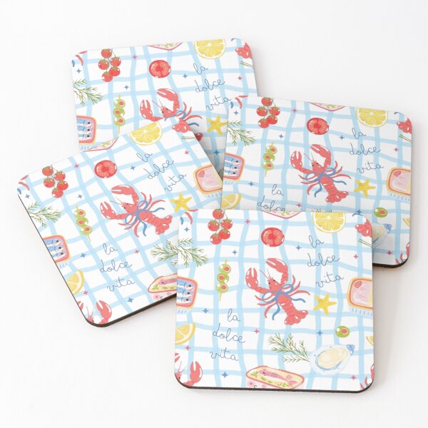 Item preview, La Dolce Seafood Pattern - Coastal Italian Summer Aesthetic designed and sold by Rangmanch.