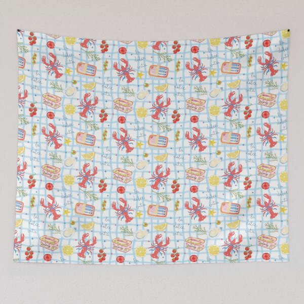 Item preview, La Dolce Seafood Pattern - Coastal Italian Summer Aesthetic designed and sold by Rangmanch.