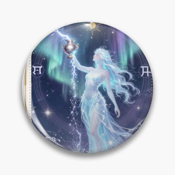 Item preview, Aquarius Zodiac Goddess Aesthetic - Aurora Water Bearer Art designed and sold by Atlasoloji.