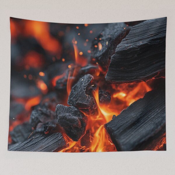 Item preview, Glowing Charcoal and Burning Fire Sparks Abstract Art designed and sold by LYAN-STORE.