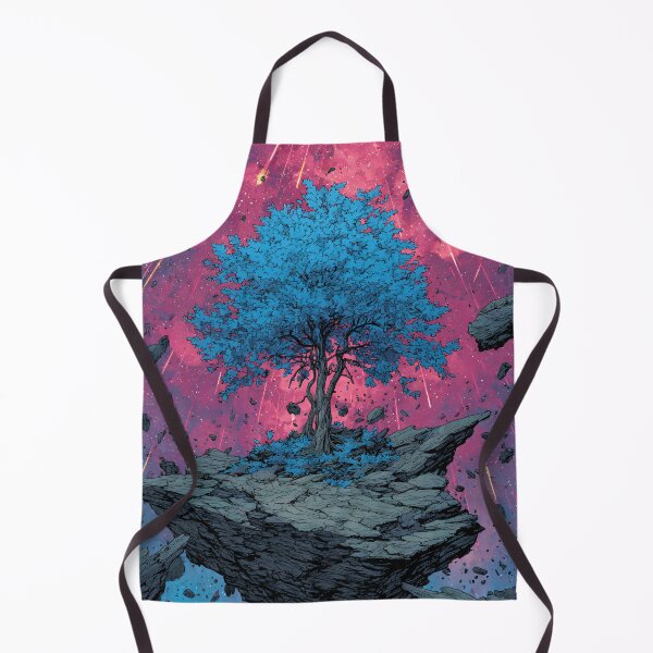 Item preview, cosmic fantasy tree on floating island with pink galaxy sky and meteor shower designed and sold by JackrabbitPub.