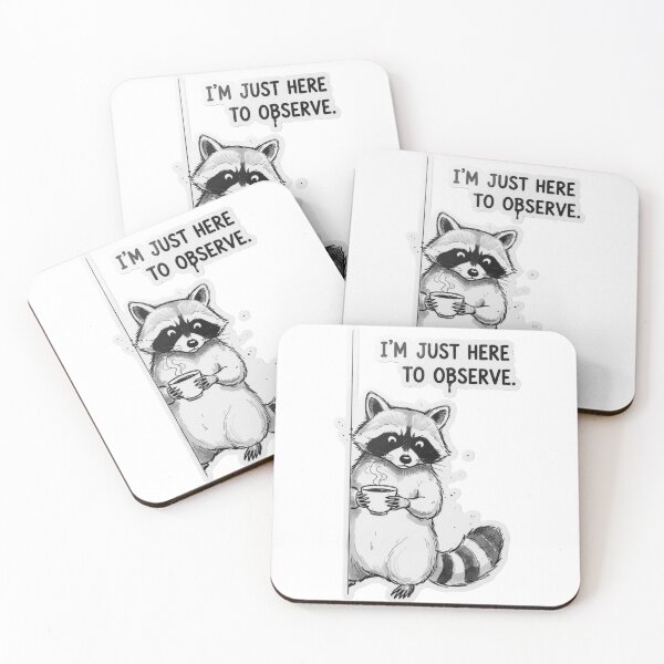 Item preview, Funny Raccoon I'm Just Here To Observe Coffee Sticker designed and sold by JossDesign15.