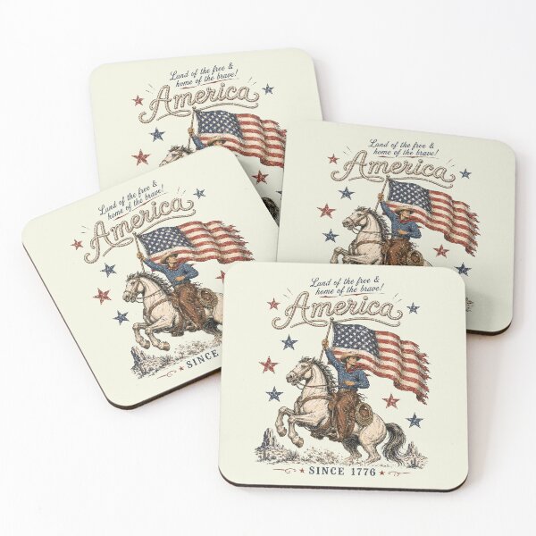 Item preview, Western America Cowboy Waving American Flag Retro designed and sold by Schroedingerska.