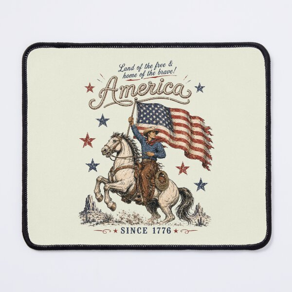 Item preview, Western America Cowboy Waving American Flag Retro designed and sold by Schroedingerska.