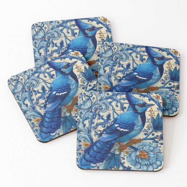 Item preview, Blue Jay, Bird in a Tile  designed and sold by regiaart.