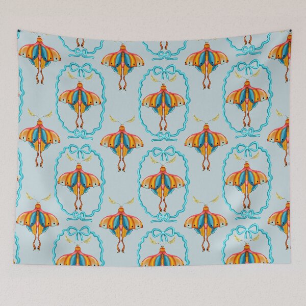 Item preview, Dreamy Cottagecore Floral Pattern | Colorful Boho Moth Art designed and sold by VirtuallyCreativ .