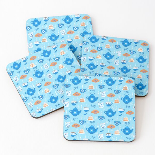 Item preview, pattern with tea-drinking items designed and sold by burbura.