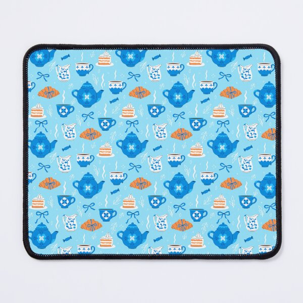 Item preview, pattern with tea-drinking items designed and sold by burbura.