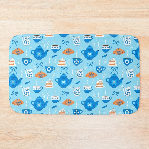 Item preview, pattern with tea-drinking items designed and sold by burbura.