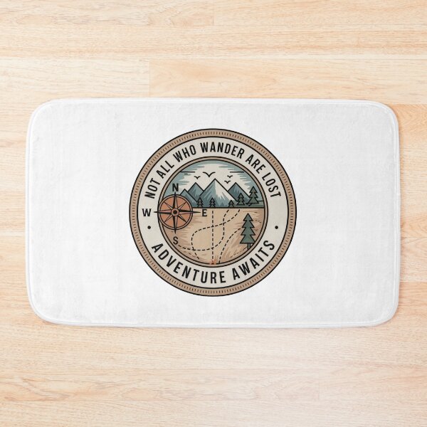 Item preview, Not all who wander are lost adventure awaits compass map colored badge wanderlust art designed and sold by icemanphotos.