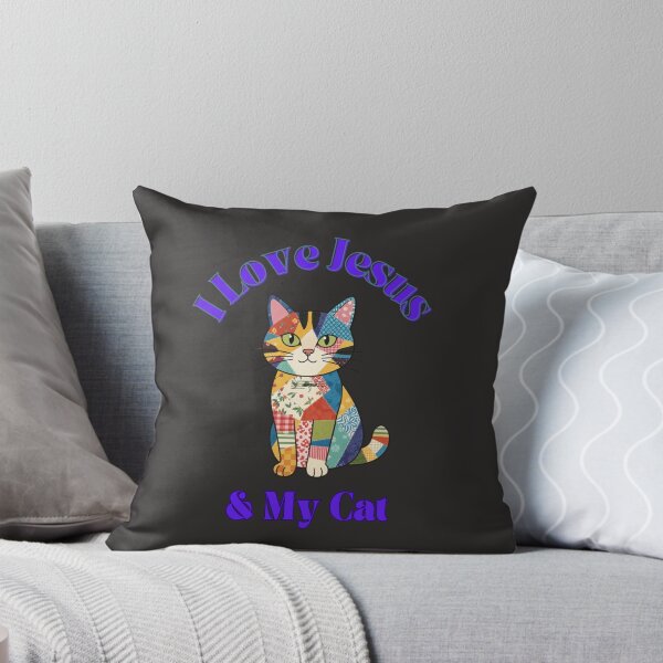 Item preview, I Love Jesus & My Cat | Christian Cat Lover Shirt | Patchwork Cat Design designed and sold by Ashes to Artistry.