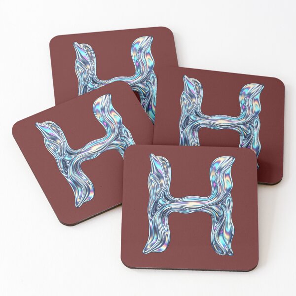 Item preview, Letter H Holographic Chrome Iridescent 3D Initial Art — Y2K Aesthetic Gift Sticker designed and sold by irfanshikh.