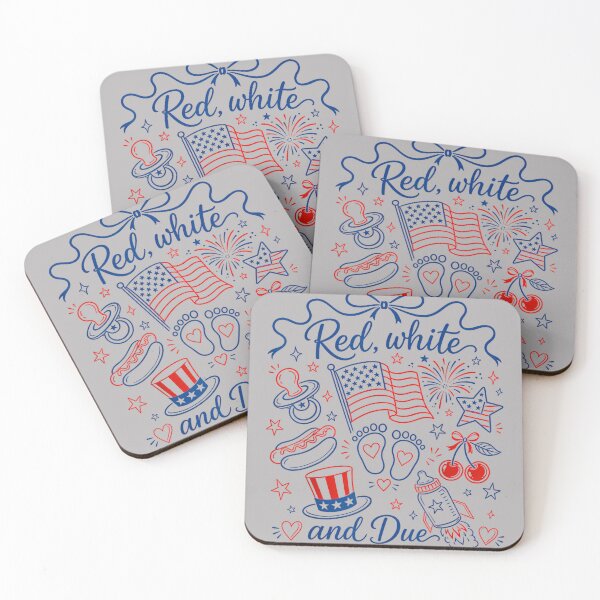 Item preview, Red White and Due 4th of July Pregnancy Reveal Coquette Bow designed and sold by GreggRoss.