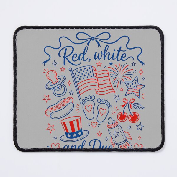 Item preview, Red White and Due 4th of July Pregnancy Reveal Coquette Bow designed and sold by GreggRoss.