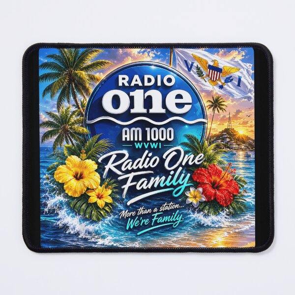Artikelvorschau, Tropical Beach Radio One AM 1000 WVWI Virgin Islands Hibiscus Summer entworfen und verkauft von YubitaLeLe.
