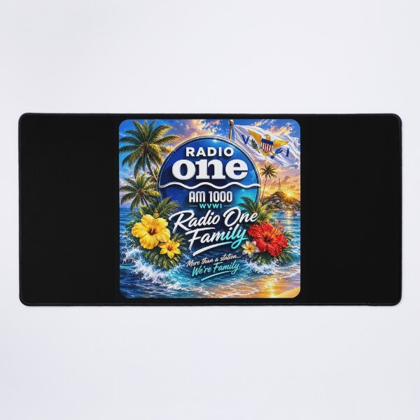 Item preview, Tropical Beach Radio One AM 1000 WVWI Virgin Islands Hibiscus Summer designed and sold by YubitaLeLe.