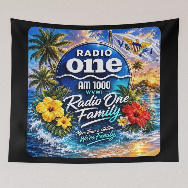 Item preview, Tropical Beach Radio One AM 1000 WVWI Virgin Islands Hibiscus Summer designed and sold by YubitaLeLe.