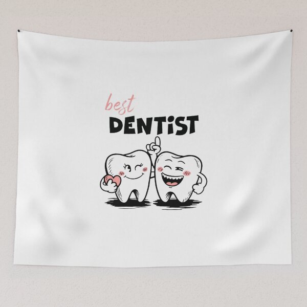 Item preview, Best Dentist Cartoon Teeth Vinyl Sticker — Cute Dental Clinic Wall Decal, Pediatric Dentist Decor designed and sold by Ulikedigital14.