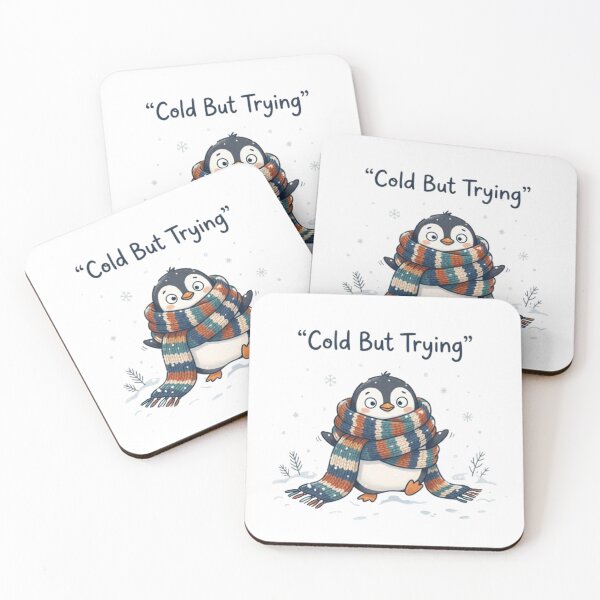Item preview, Cold But Trying Cute Penguin Winter Design designed and sold by TheCosyCarriage.