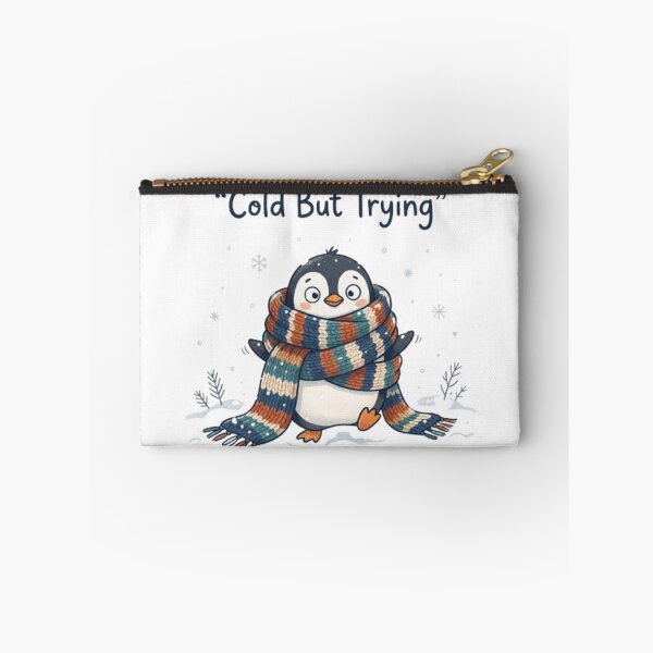 Item preview, Cold But Trying Cute Penguin Winter Design designed and sold by TheCosyCarriage.