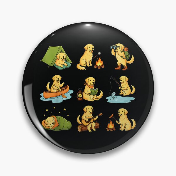 Item preview, Cute Golden Retriever Dog Camping Hiking Fishing Outdoor Adventure Pattern Art designed and sold by YubitaLeLe.