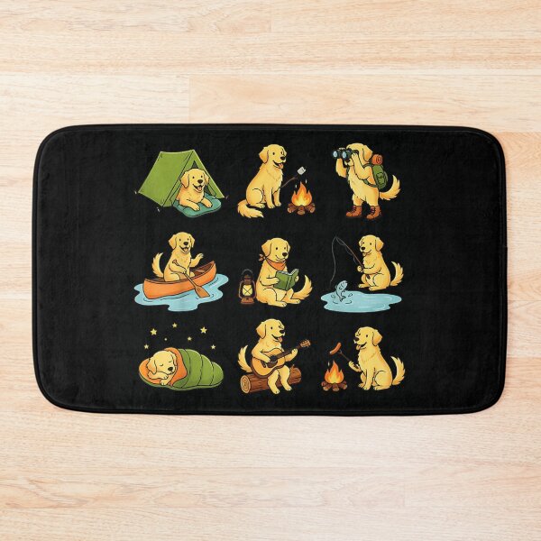 Item preview, Cute Golden Retriever Dog Camping Hiking Fishing Outdoor Adventure Pattern Art designed and sold by YubitaLeLe.