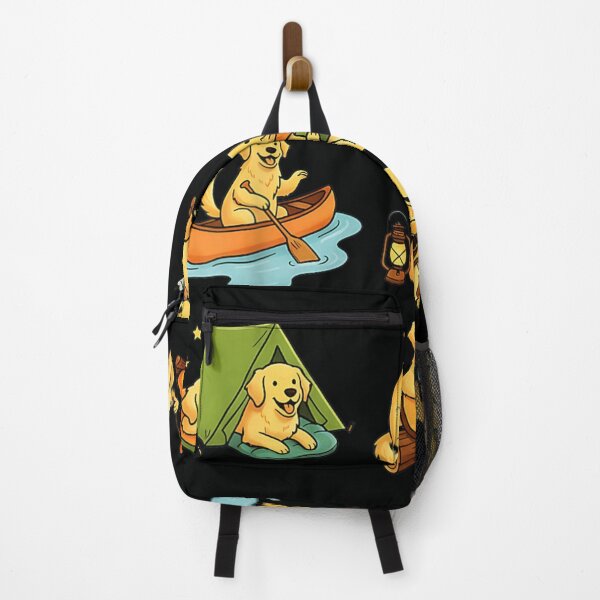 Item preview, Cute Golden Retriever Dog Camping Hiking Fishing Outdoor Adventure Pattern Art designed and sold by YubitaLeLe.