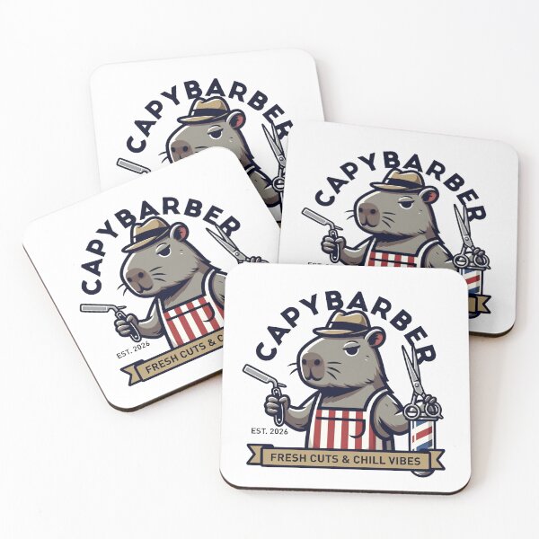 Item preview, Capybara Barber Fedora Razor Shears Vintage Logo designed and sold by octozap.