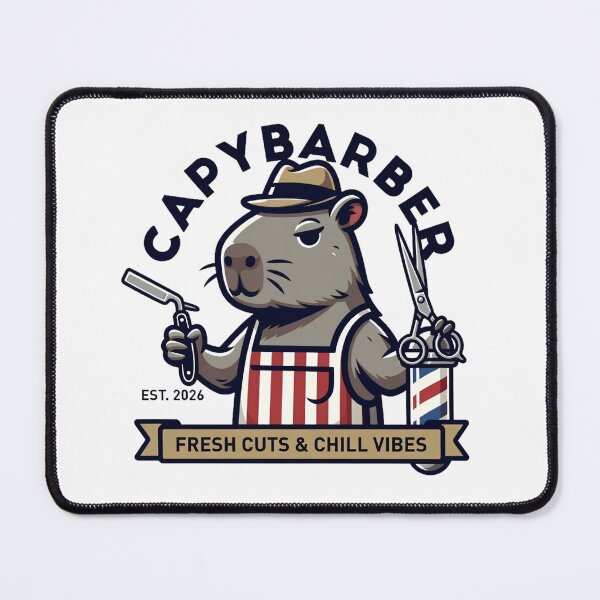 Item preview, Capybara Barber Fedora Razor Shears Vintage Logo designed and sold by octozap.