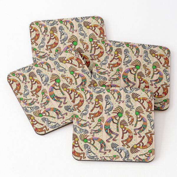 Item preview, Kokopelli Rainbow Colors on Tribal Pattern  designed and sold by BluedarkArt.