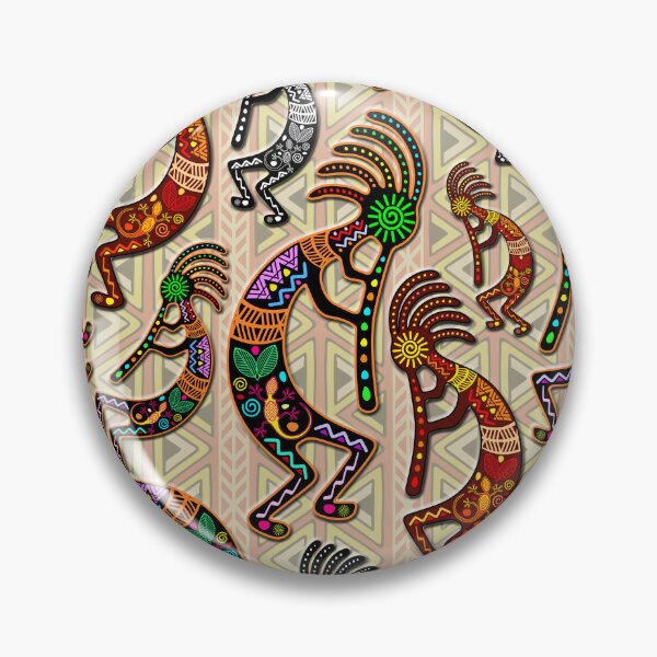 Item preview, Kokopelli Rainbow Colors on Tribal Pattern  designed and sold by BluedarkArt.
