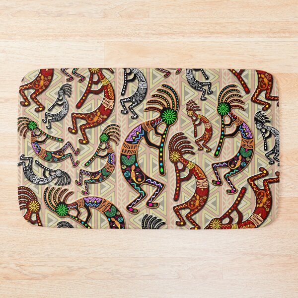 Item preview, Kokopelli Rainbow Colors on Tribal Pattern  designed and sold by BluedarkArt.