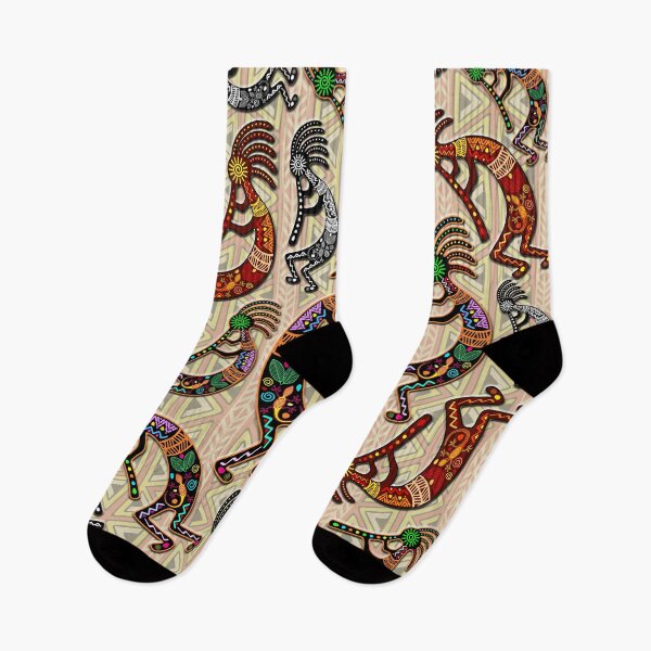 Item preview, Kokopelli Rainbow Colors on Tribal Pattern  designed and sold by BluedarkArt.