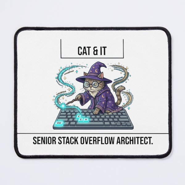 Item preview, Funny Senior Developer Gift Senior Stack Overflow Architect  Cat Wizard Programmer Humor Shirt Coder Gift designed and sold by Dev Mode.